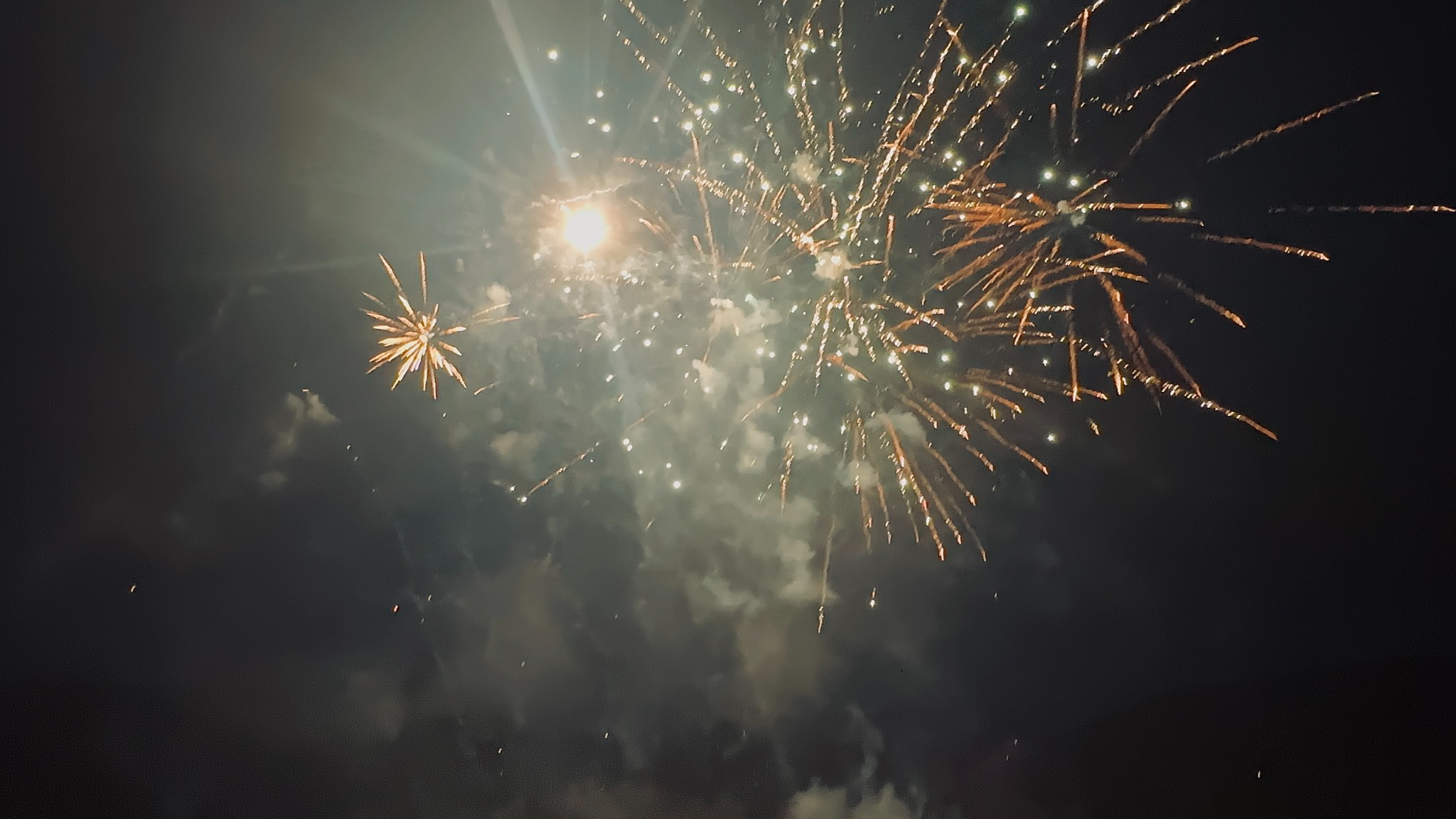 Large fireworks display lighting the sky